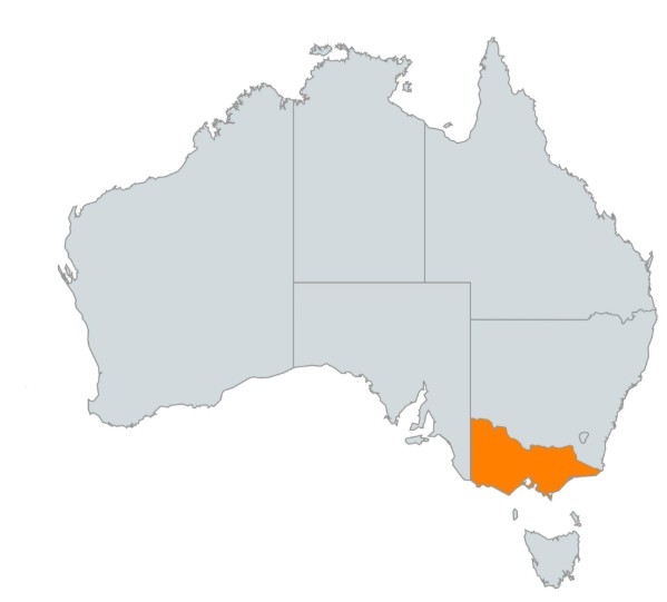Australian Map with Victoria Highlighted