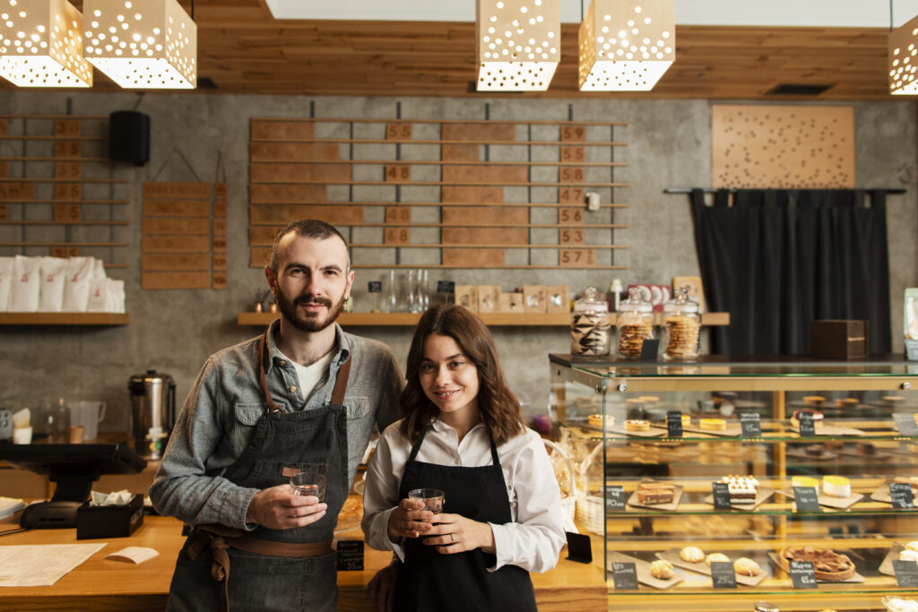 Couple Standing in coffee shop